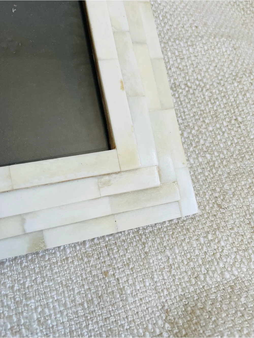 Vintage Buffalo Bone Wood Mosaic Inlay Picture Frame Fits 4x6